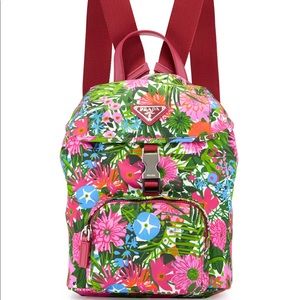Prada nylon small floral print backpack
